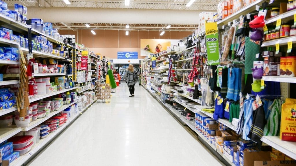 Kamloops Retail Store Cleaning Services - One side of shopper at kitchen items corridor in Save on Foods.