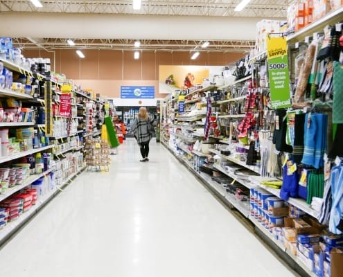 Kamloops Retail Store Cleaning Services - One side of shopper at kitchen items corridor in Save on Foods.
