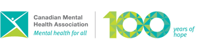 Canadian Mental Health Association logo with the phrase "Mental health for all" and a large "100 years of hope" graphic, marking the organization's centennial and its commitment to community wellbeing, including property maintenance and support.