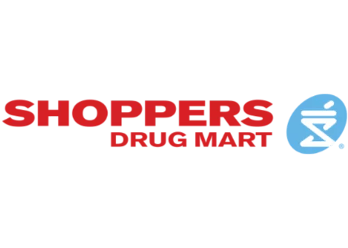 The Shoppers Drug Mart logo features the words "Shoppers Drug Mart" in bold red letters next to a blue circle with a white mortar and pestle icon, reflecting the brand’s commitment to cleanliness and commercial cleaning standards.
