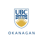 UBC Okanagan logo featuring a blue and gold shield with wavy blue lines and a stylized gold sunburst, representing excellence in education and property maintenance, with "UBC" above and "OKANAGAN" written below.