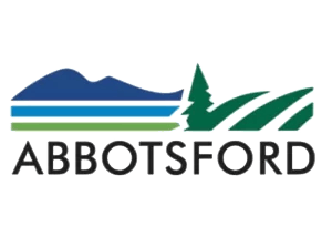 Logo of Abbotsford featuring stylized blue mountains, green trees, and fields above the word "ABBOTSFORD" in bold black letters, representing excellence in Commercial Cleaning and Property Maintenance services.