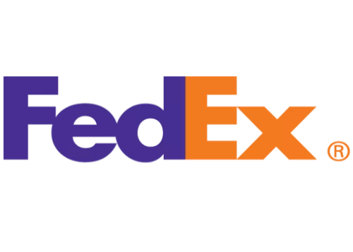 The FedEx logo features "Fed" in bold purple and "Ex" in bold orange, with a hidden arrow in the negative space—an iconic design often seen on commercial cleaning and property maintenance service vehicles.